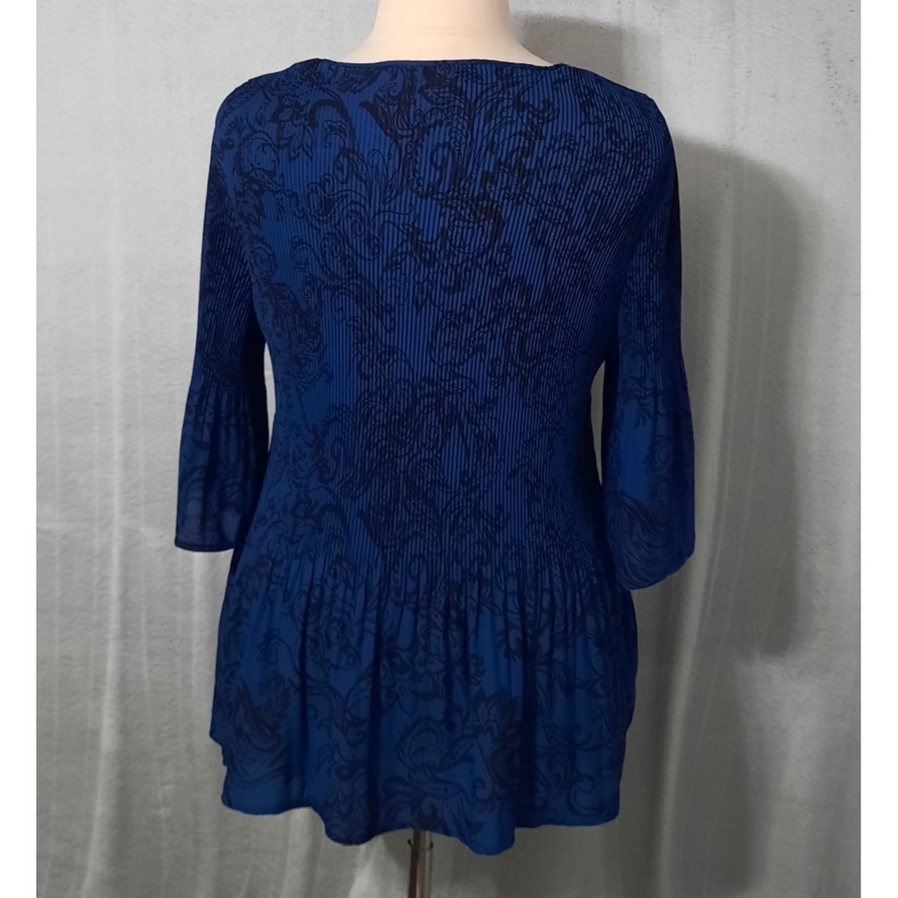 Catherines Pleated Paisley Tunic Top Velvet Mesh Trim Womens 1XP Whimsigoth Boho - Picture 6 of 13